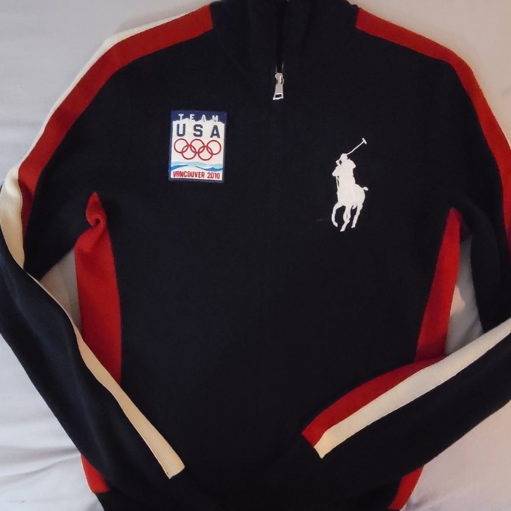 WOMENS VINTAGE 2010 VANCOUVER WINTER OLYMPICS TEAM USA OFFICIAL POLO JACKET